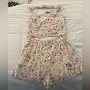 Abercrombie Floral High Waisted Short and Halter Crop Matching Set